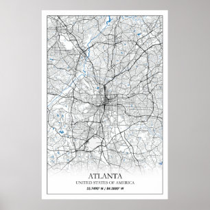 Póster Atlanta Georgia USA Travel City Map