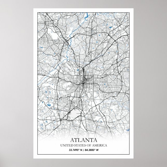 Póster Atlanta Georgia USA Travel City Map (Frente)