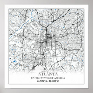 Póster Atlanta Georgia USA Travel City Map