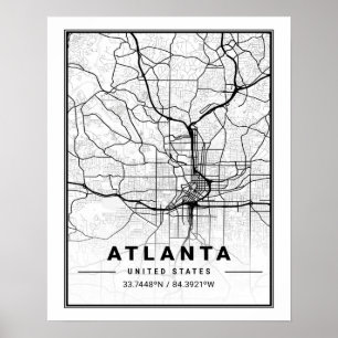 Póster Atlanta Georgia USA Travel City Map