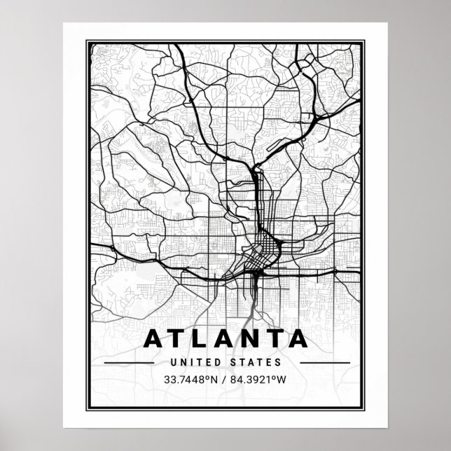 Póster Atlanta Georgia USA Travel City Map (Frente)