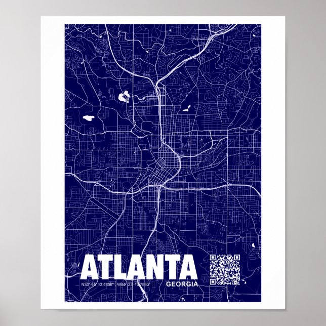 Póster Atlanta, Georgia, USA Travel City Map (Frente)