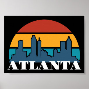 Póster Atlanta Georgia Vintage Sunset Cityscape