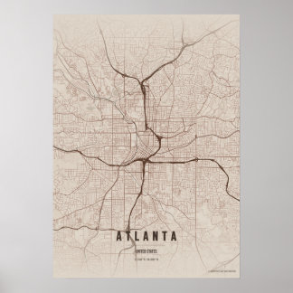 Póster Atlanta Map Print Georgia City Wallart Poster Gift