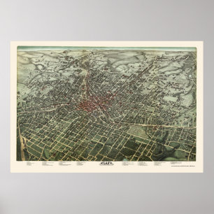 Póster Atlanta, Mapa Panorámico GA - 1892