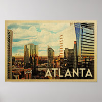 Atlanta Poster Vintage Travel Poster Skyline
