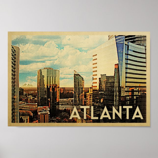 Póster Atlanta Poster Vintage Travel Poster Skyline (Frente)