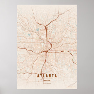 Póster Atlanta Print Georgia City Map Wallart Poster