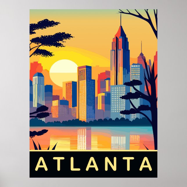 Póster Atlanta, Romántico atardecer sobre la ciudad, Viaj (Frente)