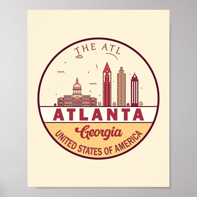Póster Atlante Georgia City Skyline Emblem (Frente)