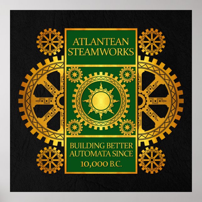 Póster Atlantean Steamworks - Gold & Green on Black (Frente)