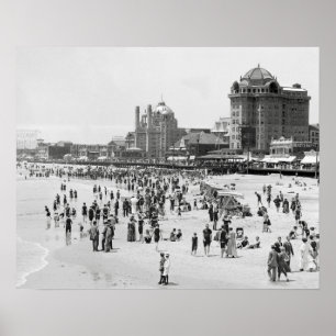 Póster Atlantic City Beach, 1910. Foto del verano del