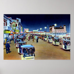 Póster Atlantic City New Jersey Chair Parade at Night