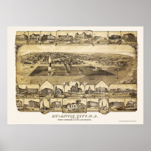 Póster Atlantic City, NJ Panoramic Map - 1880