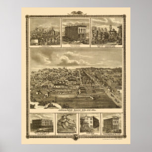 Póster Atlantic, IA Panoramic Map - 1875