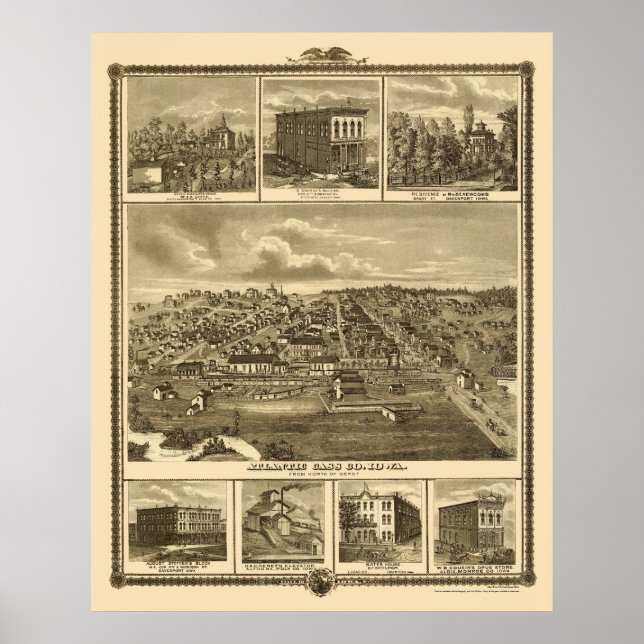 Póster Atlantic, IA Panoramic Map - 1875 (Frente)