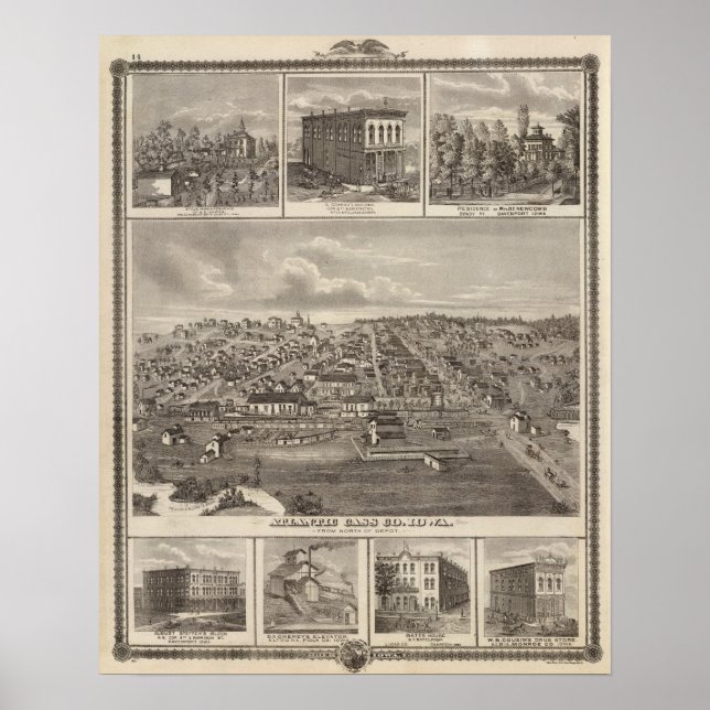 Póster Atlántica, granjas de Iowa y bldgs (Frente)