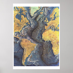 Póster "Atlántico: 1968 - El mapa del PISO de Océano