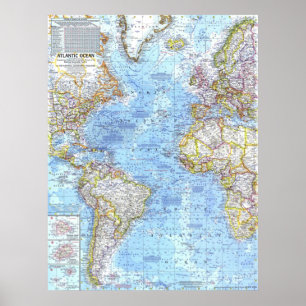 Póster "Atlantik: 1968/heute-Detaillierte Atlantikkarte