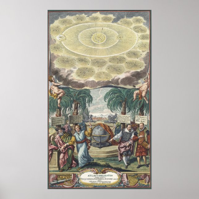 Póster Atlas Coelestis de Doppelmaier, Astronomía de époc (Frente)