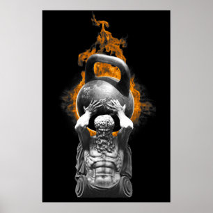 PÓSTER ATLAS CON UN CÉLEBRE EN FUEGO