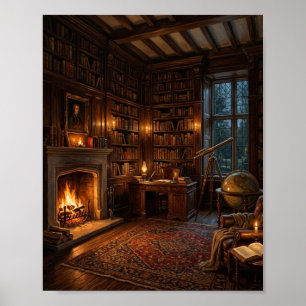 Póster Atlas de escritorio Country Manor Library I