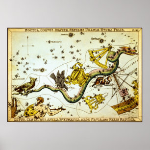 Póster Atlas de la constelación de la estrella del