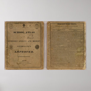 Póster Atlas de la escuela con la geografía moderna