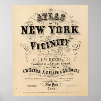 Póster Atlas de la página de títulos de Nueva York, vecin