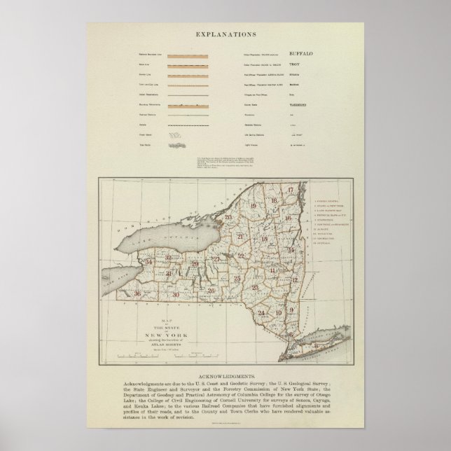 Póster Atlas del estado de Nueva York (Frente)