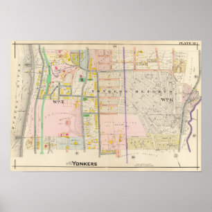 Póster Atlas del mapa de Yonkers NY