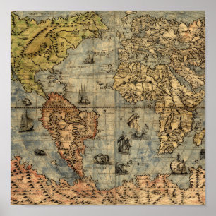 Póster Atlas Histórico de Antigüedades del Mapa Mundial