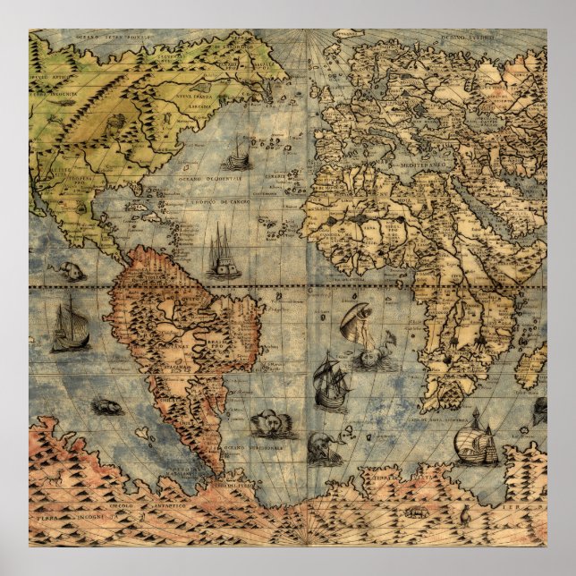 Póster Atlas histórico de la cosecha de mapas del mundo (Frente)