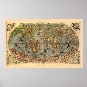 Póster Atlas histórico de la cosecha de mapas del mundo