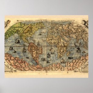 Póster Atlas histórico de la cosecha de mapas del mundo