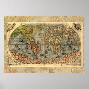 Póster Atlas histórico de la cosecha de mapas del mundo
