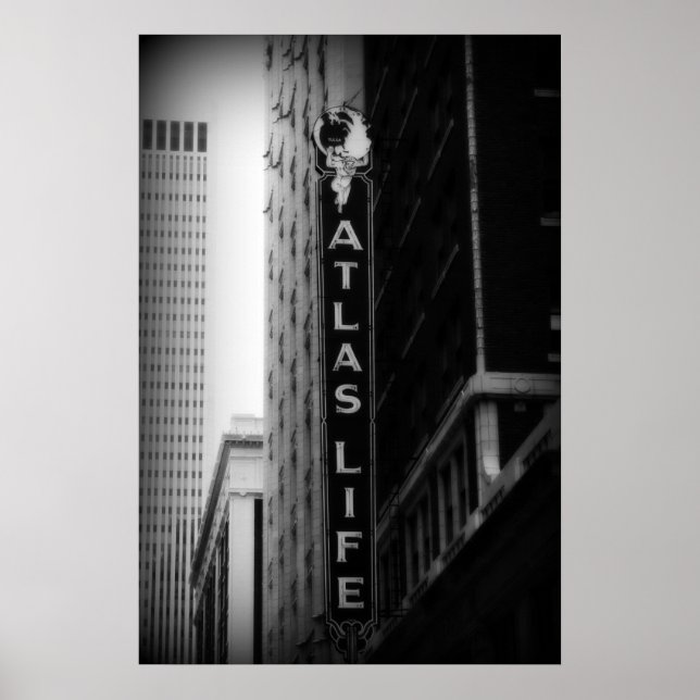 Póster Atlas Life, Tulsa, Oklahoma. Derrick W. Black (Frente)