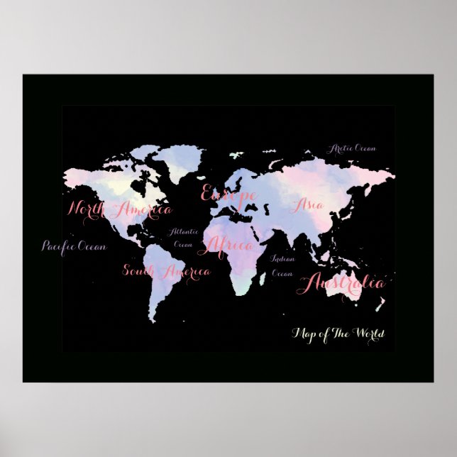Póster atlas . mapa geográfico del mundo (Frente)