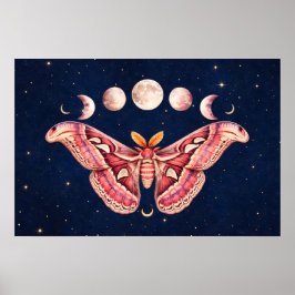 Póster Atlas Moth Celestial Moon Phase | Boho Lunar Art