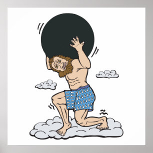 Póster atlas sosteniendo boliche