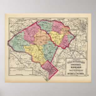 Póster Atlas topográfico de los condados 2 de Maryland