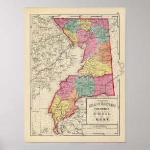 Póster Atlas topográficos de los condados de Maryland