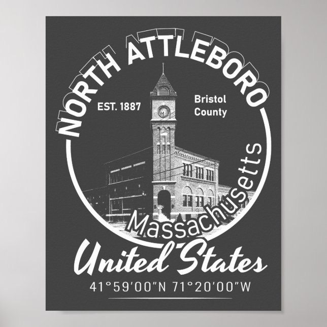 PÓSTER ATLEBORO DEL NORTE - MASSACHUSETTS (Frente)