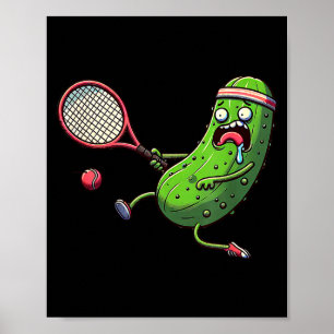 Póster Atleta de pickle de tenis corriendo con raqueta y