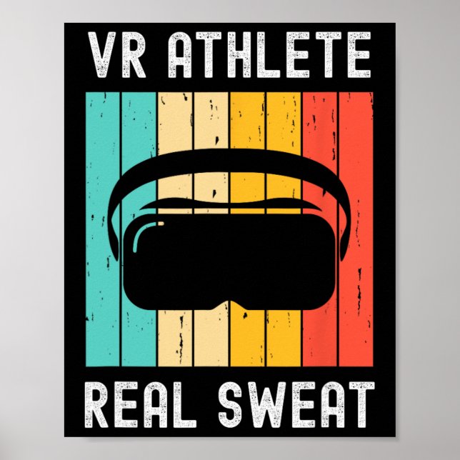 Póster Atleta de Realidad Virtual Jugador Friki de Juegos (Frente)
