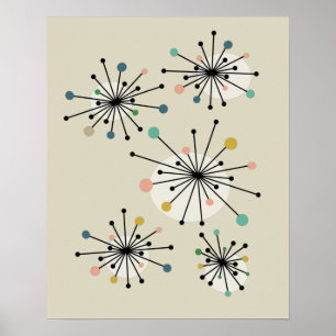 Póster Atomic Age Starburst Mid Century Modern