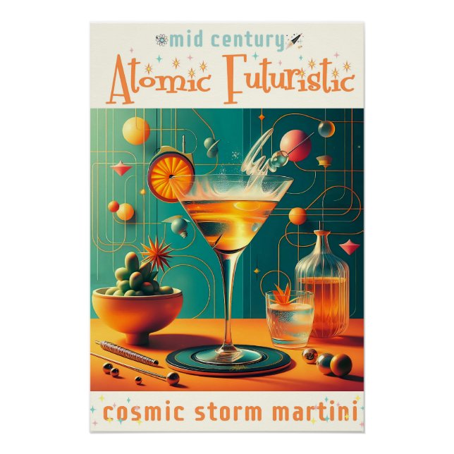 Póster Atomic Futuristic Cosmic Storm Martini (Anverso)
