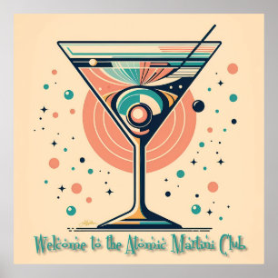 Póster Atomic Martini Club Retro Futurista Era Espacial
