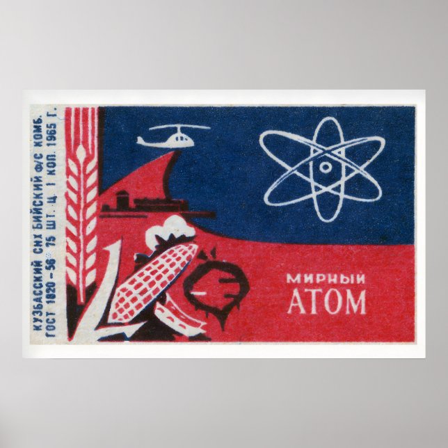 Póster Atomic Symbol Soviet Union Mid-Century Matchbox (Frente)