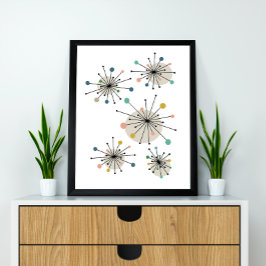 Póster Atómico Starburst Mid Century Estilo moderno